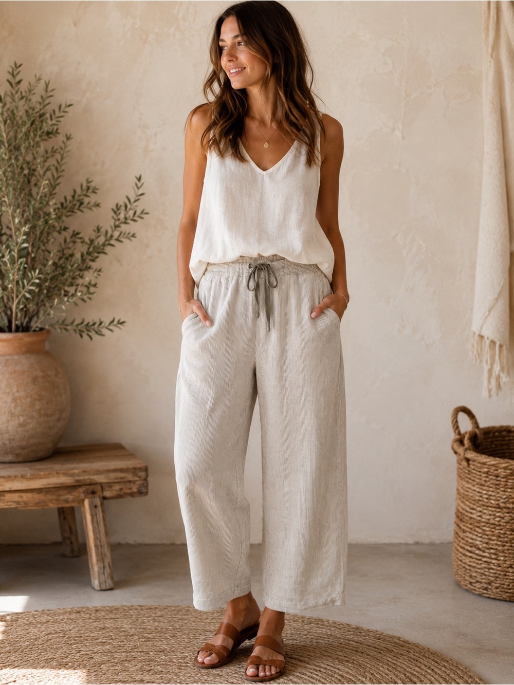 J. Jill Love Linen Striped Pants Size L